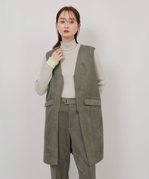 Palm Riche（ポームリシュ）の「スエードライクバックフリルロングジレ（ベスト）」