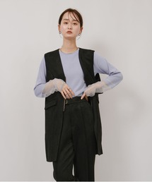 Palm Riche（ポームリシュ）の「スエードライクバックフリルロングジレ（ベスト）」