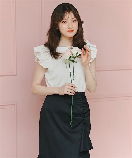 SWINGLE（スウィングル）の「シャーリングフリルマーメイドスカート（スカート・レディース・ネイビー/ベージュ/ミント・SMALL/MEDIUM）」の16枚目の写真