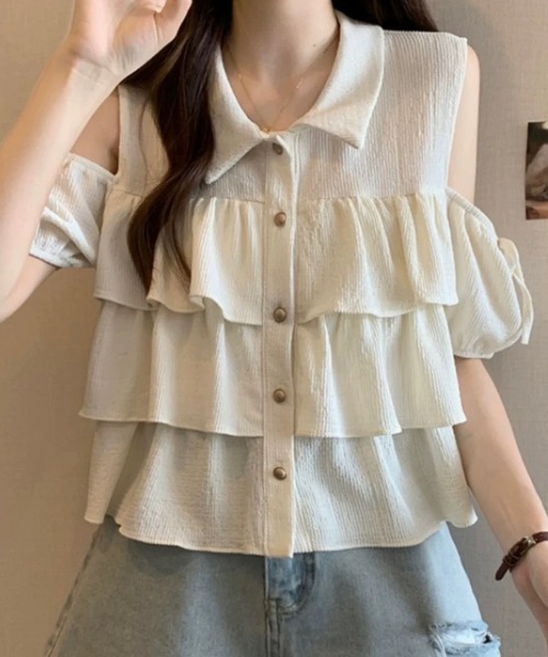 【SINME♡】定価3.2万 24SS リネンオフショルダーブラウス 定価3.2万 SINME シンメ 24SS リネンオフショルダーブラウス