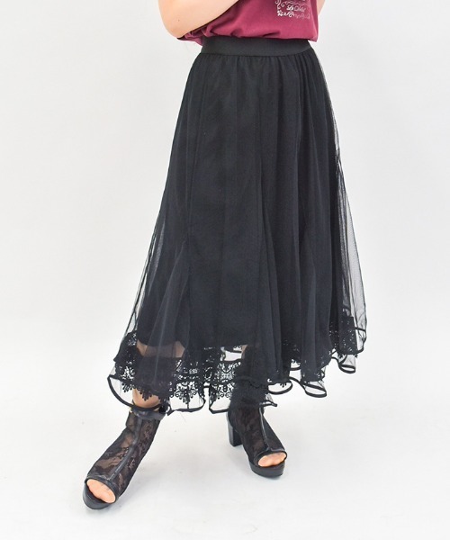 axes femme（アクシーズファム）の「裾レースチュールスカート（スカート・レディース・ブラック/グレー/キナリ・FREE）」の3枚目の写真