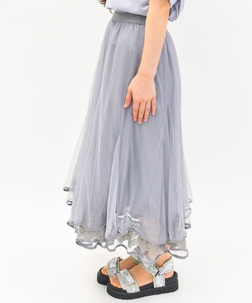 axes femme（アクシーズファム）の「裾レースチュールスカート（スカート・レディース・ブラック/グレー/キナリ・FREE）」の5枚目の写真
