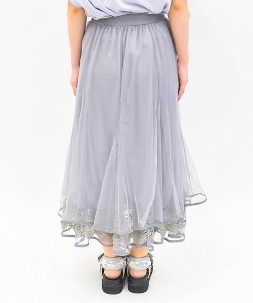 axes femme（アクシーズファム）の「裾レースチュールスカート（スカート・レディース・ブラック/グレー/キナリ・FREE）」の6枚目の写真