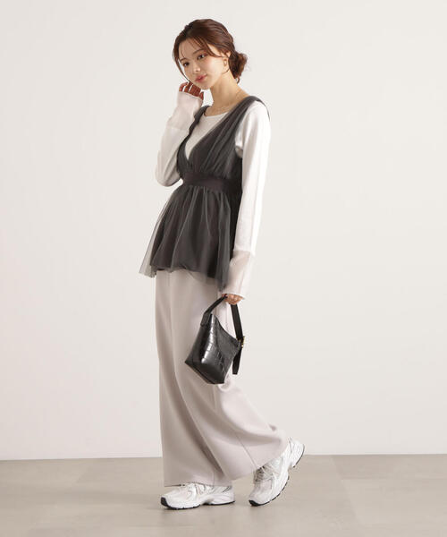 PROPORTION BODY DRESSING（プロポーションボディドレッシング）の「チュールドッキングニットジレ / 1215270811（ニット/セーター・レディース・オフホワイト/ベージュ/ダークグレー・FREE）」の14枚目の写真