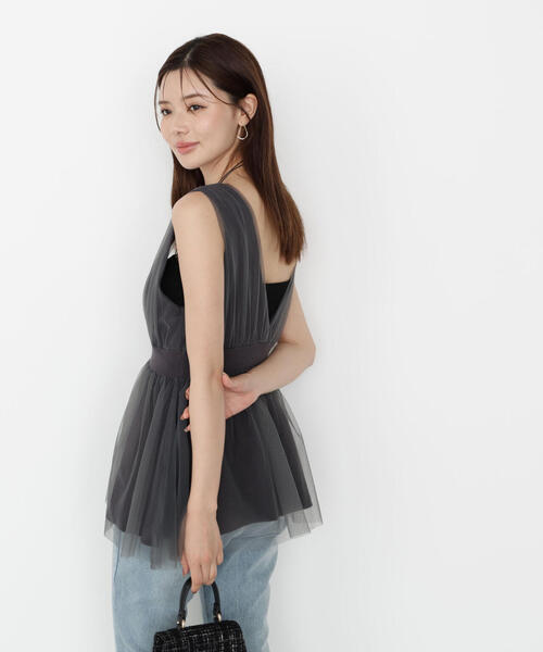 PROPORTION BODY DRESSING（プロポーションボディドレッシング）の「チュールドッキングニットジレ / 1215270811（ニット/セーター・レディース・オフホワイト/ベージュ/ダークグレー・FREE）」の12枚目の写真