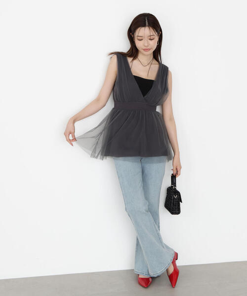 PROPORTION BODY DRESSING（プロポーションボディドレッシング）の「チュールドッキングニットジレ / 1215270811（ニット/セーター・レディース・オフホワイト/ベージュ/ダークグレー・FREE）」の10枚目の写真