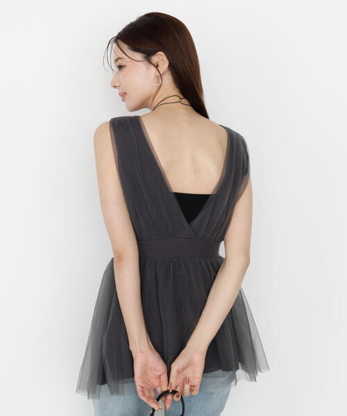 PROPORTION BODY DRESSING（プロポーションボディドレッシング）の「チュールドッキングニットジレ / 1215270811（ニット/セーター・レディース・オフホワイト/ベージュ/ダークグレー・FREE）」の9枚目の写真