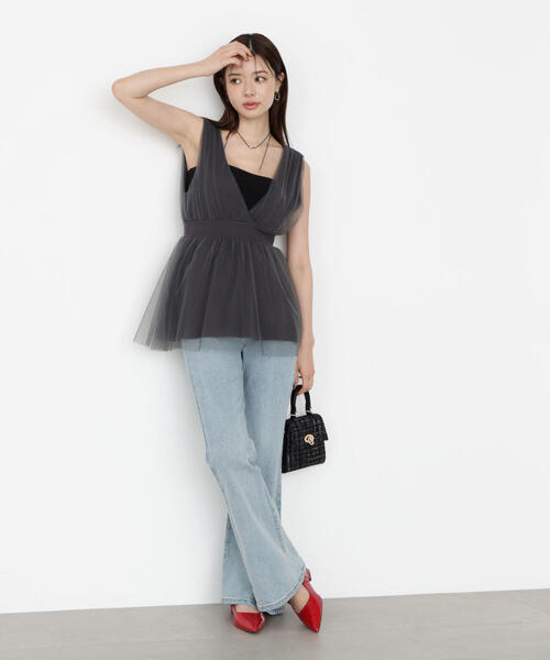 PROPORTION BODY DRESSING（プロポーションボディドレッシング）の「チュールドッキングニットジレ / 1215270811（ニット/セーター・レディース・オフホワイト/ベージュ/ダークグレー・FREE）」の8枚目の写真