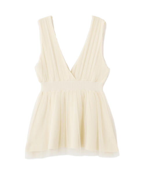 PROPORTION BODY DRESSING（プロポーションボディドレッシング）の「チュールドッキングニットジレ / 1215270811（ニット/セーター・レディース・オフホワイト/ベージュ/ダークグレー・FREE）」の6枚目の写真
