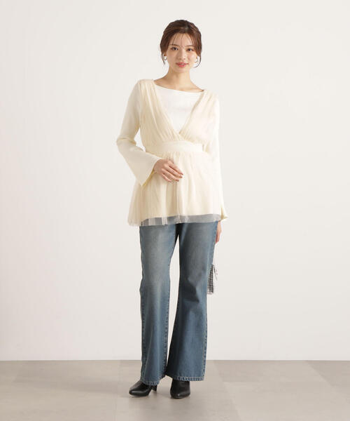 PROPORTION BODY DRESSING（プロポーションボディドレッシング）の「チュールドッキングニットジレ / 1215270811（ニット/セーター・レディース・オフホワイト/ベージュ/ダークグレー・FREE）」の4枚目の写真