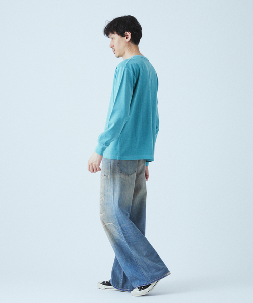 JOURNAL STANDARD(ジャーナルスタンダード)の「OE バック ピグメント ヘンリー ネック ロンT(Tシャツ/カットソー・メンズ・ブラック系その他/サックスブルー/ホワイト/パープル・MEDIUM/LARGE)」の17枚目の写真