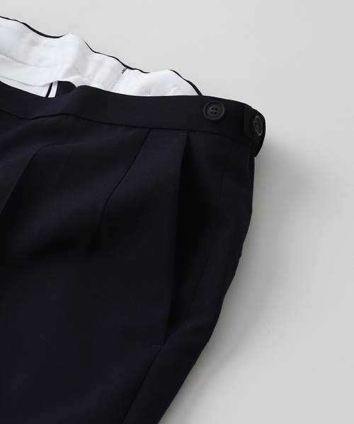 POSTELEGANT（ポステレガント）の「POSTELEGANT / ポステレガント wool waist adjust trousers（スラックス・メンズ・ネイビー・MEDIUM/LARGE）」の4枚目の写真