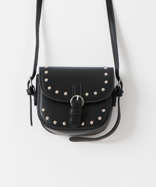 WHO'S WHO gallery（フーズフーギャラリー）の「スタッズミニポシェット（ショルダーバッグ・レディース・ブラック/ブラウン・FREE）」の6枚目の写真