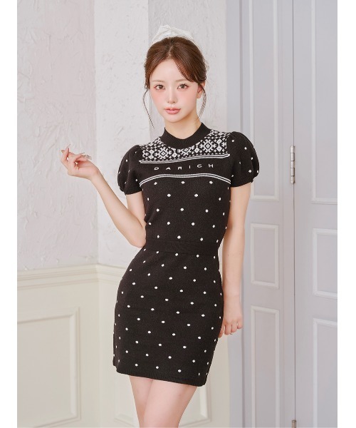ノルディックドットニットミニワンピース（ワンピース）｜Darich