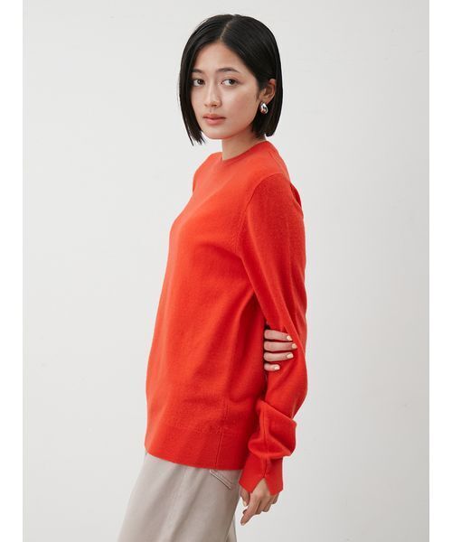 ミラオーウェン ニット 長袖 クルーネック ウール混 トップス レディース Oサイズ レッド Mila Owen セール】ウール100％ベーシッククルーネックニット（ニット/セーター