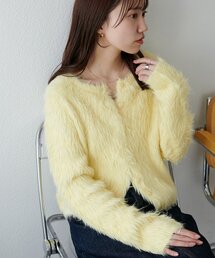 ロングフェザーヤーンクルーカーディガン《WEB限定カラーあり》