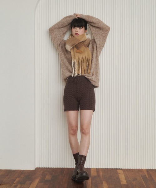 REMOON（リムーン）の「ケーブル柄ニットショートパンツ（その他パンツ・レディース・オフホワイト/ブラック/ブラウン・FREE）」の22枚目の写真