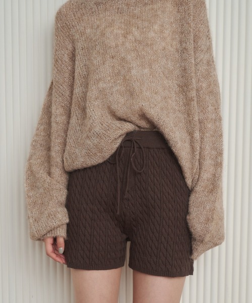 REMOON（リムーン）の「ケーブル柄ニットショートパンツ（その他パンツ・レディース・オフホワイト/ブラック/ブラウン・FREE）」の8枚目の写真
