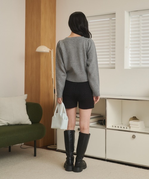 REMOON（リムーン）の「ケーブル柄ニットショートパンツ（その他パンツ・レディース・オフホワイト/ブラック/ブラウン・FREE）」の21枚目の写真