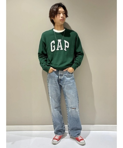 GAP(ギャップ)の「リラックスフィット GAPロゴ インターシャセーター(ニット/セーター・メンズ・ブラック/グレー/グリーン/ネイビー/ベージュ・XS/S/M/L/XL)」の14枚目の写真
