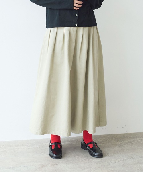 bulle de savon（ビュルデサボン）の「《early spring》チノクロス tuck スカート（スカート・レディース・ベージュ/オフホワイト・FREE）」の7枚目の写真