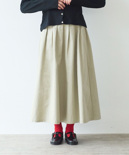 bulle de savon（ビュルデサボン）の「《early spring》チノクロス tuck スカート（スカート・レディース・ベージュ/オフホワイト・FREE）」の3枚目の写真