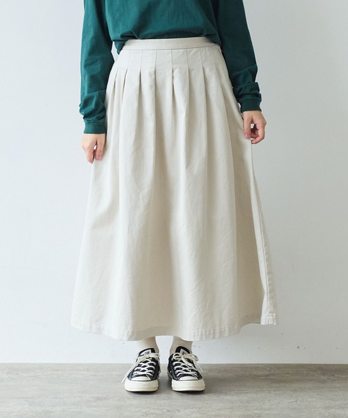 bulle de savon（ビュルデサボン）の「《early spring》チノクロス tuck スカート（スカート・レディース・ベージュ/オフホワイト・FREE）」の15枚目の写真