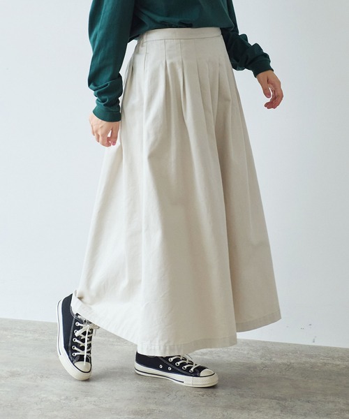 bulle de savon（ビュルデサボン）の「《early spring》チノクロス tuck スカート（スカート・レディース・ベージュ/オフホワイト・FREE）」の16枚目の写真