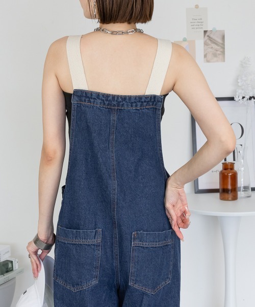 RCD（アールシーディー）の「配色ショルダーデニムサロペットパンツ（サロペット/オーバーオール・レディース・ワンウォッシュ/ネイビー・4L/3L/LL/L/M）」の12枚目の写真