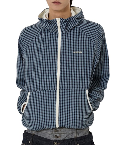 OY(オーワイ)の「『OY/オーワイ』CHECK HOODED WINDBREAKER/チェックフードウィンドブレーカー(その他アウター・レディース・ブラック/ネイビー・L)」の2枚目の写真