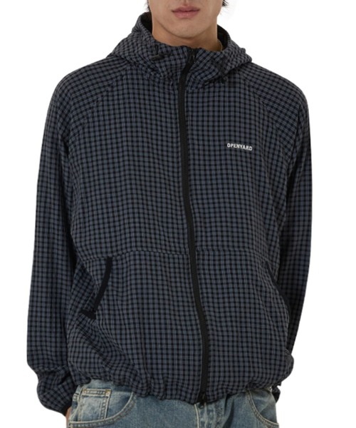 『OY/オーワイ』CHECK HOODED WINDBREAKER/チェックフードウィンドブレーカー