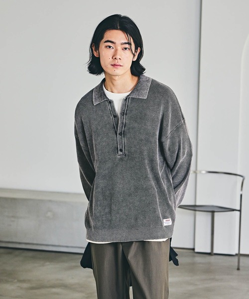 BAYFLOW（ベイフロー）の「フェードポロニットプルオーバー（ニット/セーター・メンズ・ピンク/ベージュ/チャコール・MEDIUM/LARGE）」の2枚目の写真