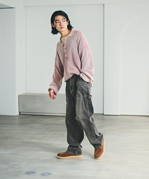 BAYFLOW（ベイフロー）の「フェードポロニットプルオーバー（ニット/セーター・メンズ・ピンク/ベージュ/チャコール・MEDIUM/LARGE）」の22枚目の写真