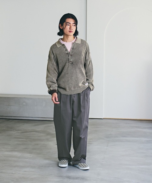 BAYFLOW（ベイフロー）の「フェードポロニットプルオーバー（ニット/セーター・メンズ・ピンク/ベージュ/チャコール・MEDIUM/LARGE）」の4枚目の写真