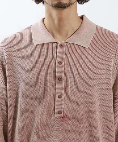 BAYFLOW（ベイフロー）の「フェードポロニットプルオーバー（ニット/セーター・メンズ・ピンク/ベージュ/チャコール・MEDIUM/LARGE）」の10枚目の写真