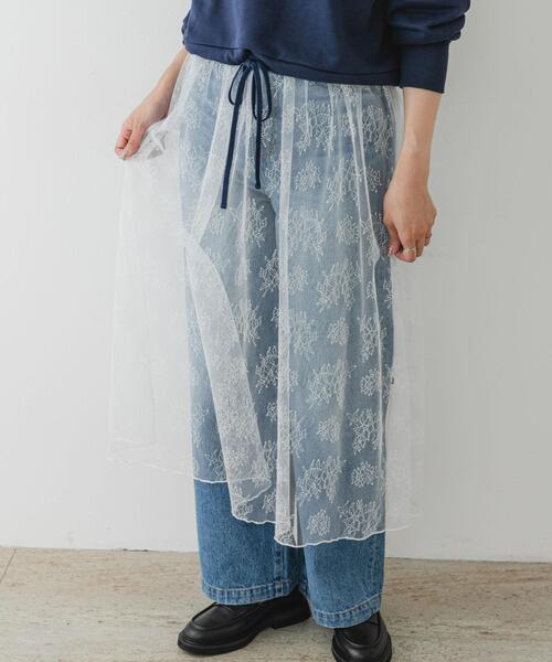 F by ROSSO（エフバイロッソ）の「F by ROSSO　チュールレースレイヤードスカート（スカート・レディース・ブラック/ホワイト・FREE）」の21枚目の写真