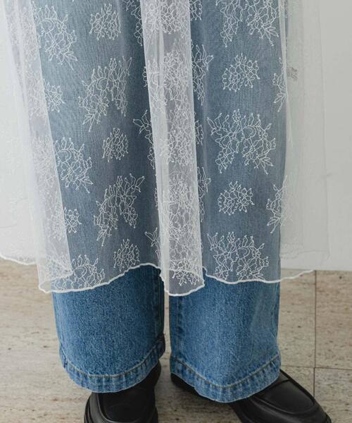 F by ROSSO（エフバイロッソ）の「F by ROSSO　チュールレースレイヤードスカート（スカート・レディース・ブラック/ホワイト・FREE）」の4枚目の写真