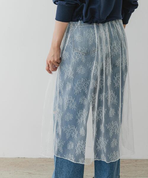 F by ROSSO（エフバイロッソ）の「F by ROSSO　チュールレースレイヤードスカート（スカート・レディース・ブラック/ホワイト・FREE）」の5枚目の写真