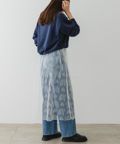 F by ROSSO（エフバイロッソ）の「F by ROSSO　チュールレースレイヤードスカート（スカート・レディース・ブラック/ホワイト・FREE）」の7枚目の写真