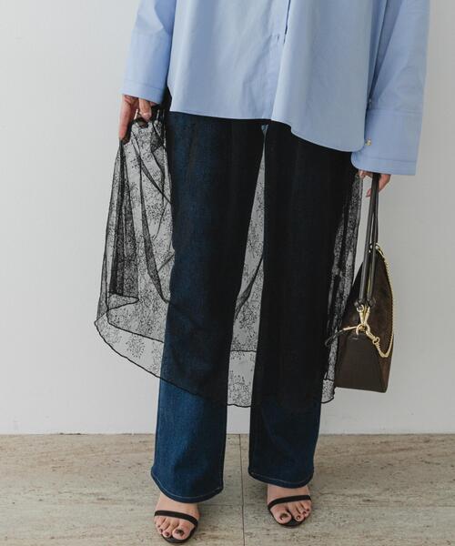 F by ROSSO（エフバイロッソ）の「F by ROSSO　チュールレースレイヤードスカート（スカート・レディース・ブラック/ホワイト・FREE）」の12枚目の写真