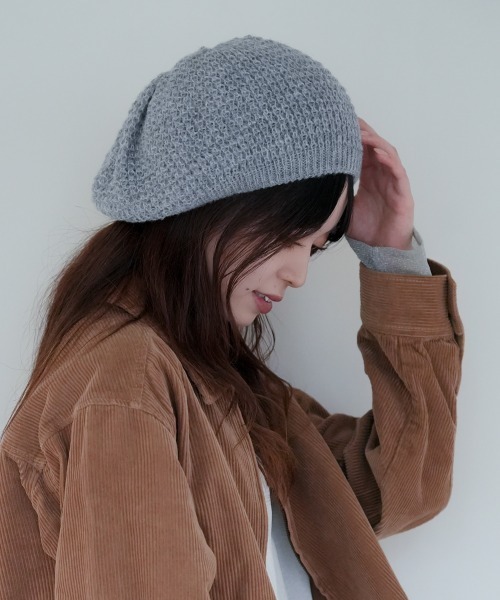 Ruben(ルーベン)の「CROSS KNIT BERET/クロスニット ベレー帽(ハンチング/ベレー帽・レディース・グレー/ブラック/ベージュ/ピンク・FREE)」の19枚目の写真