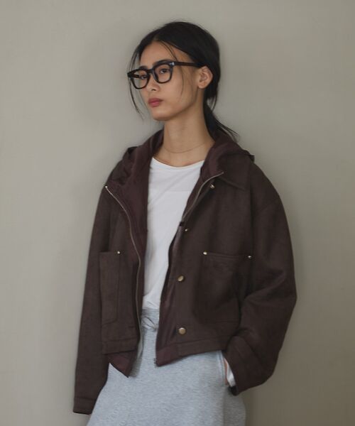 CRAFT STANDARD BOUTIQUE（クラフトスタンダードブティック）の「フェイクスエードブルゾン◆（ブルゾン・レディース・ブラウン/チャコールグレー・FREE）」の8枚目の写真