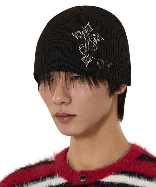 OY（オーワイ）の「『OY/オーワイ』EMBELLISHED CROSS BEANIE/ラインストーン ビーニー（ニットキャップ/ビーニー・レディース・ブラック・FREE）」の5枚目の写真