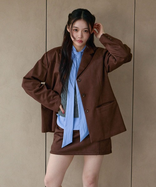 archives（アルシーヴ）の「【ＳＥＴＵＰ対応】スウェードテーラードジャケット（テーラードジャケット・レディース・キャメル/ブラウン・MEDIUM）」の2枚目の写真