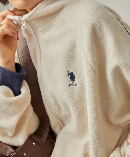 U.S. POLO ASSN.（ユーエスポロアッスン）の「U.S. POLO ASSN. /ユーエスポロアッスン 別注 ワンポイント刺繍 サイドラインフリーストラックジャケット（ジャージ・レディース・ベージュ/ネイビー/アイボリー/ブラック・M/L）」の10枚目の写真