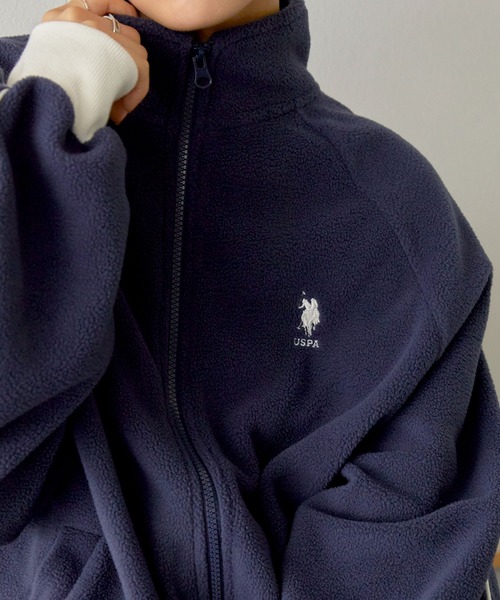 U.S. POLO ASSN.（ユーエスポロアッスン）の「U.S. POLO ASSN. /ユーエスポロアッスン 別注 ワンポイント刺繍 サイドラインフリーストラックジャケット（ジャージ・レディース・ベージュ/ネイビー/アイボリー/ブラック・M/L）」の14枚目の写真