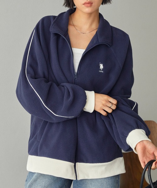 U.S. POLO ASSN.（ユーエスポロアッスン）の「U.S. POLO ASSN. /ユーエスポロアッスン 別注 ワンポイント刺繍 サイドラインフリーストラックジャケット（ジャージ・レディース・ベージュ/ネイビー/アイボリー/ブラック・M/L）」の20枚目の写真