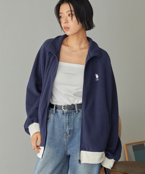 U.S. POLO ASSN.（ユーエスポロアッスン）の「U.S. POLO ASSN. /ユーエスポロアッスン 別注 ワンポイント刺繍 サイドラインフリーストラックジャケット（ジャージ・レディース・ベージュ/ネイビー/アイボリー/ブラック・M/L）」の22枚目の写真