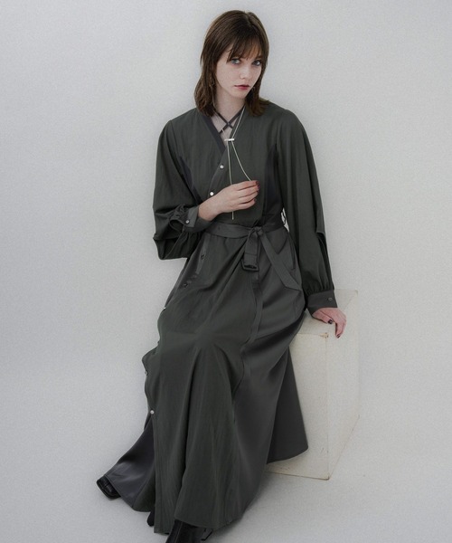 新品レベル】HARE ハレ 切り替え ワンピース コート仕立て 黒