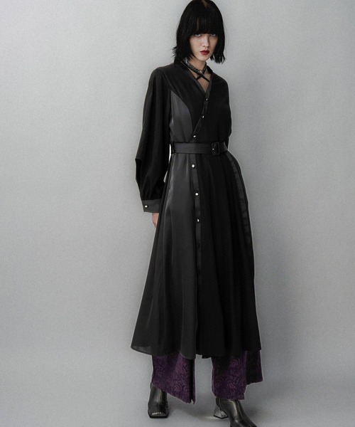 【新品レベル】HARE ハレ 切り替え ワンピース コート仕立て 黒 セール】JAPOMODEワンピース(HARE)（ワンピース）｜HARE（ハレ